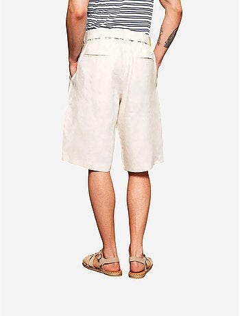 Shorts in lino a vita alta con cintura giesto