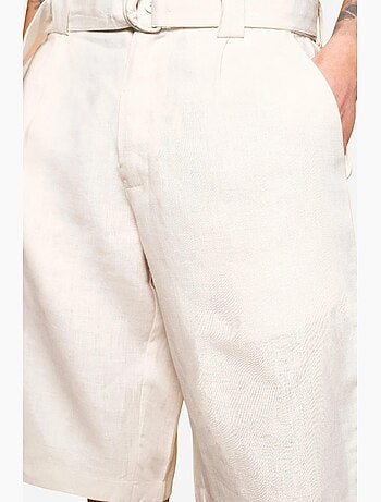 Shorts in lino a vita alta con cintura giesto