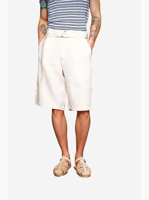 Shorts in lino a vita alta con cintura giesto - Kiabi