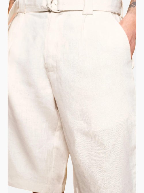 Shorts in lino a vita alta con cintura giesto - Kiabi