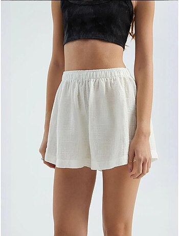 Shorts in lino a vita alta con vita elasticizzata hiccup