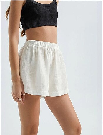Shorts in lino a vita alta con vita elasticizzata hiccup