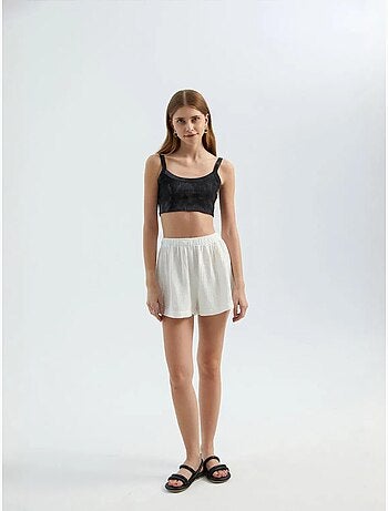 Shorts in lino a vita alta con vita elasticizzata hiccup