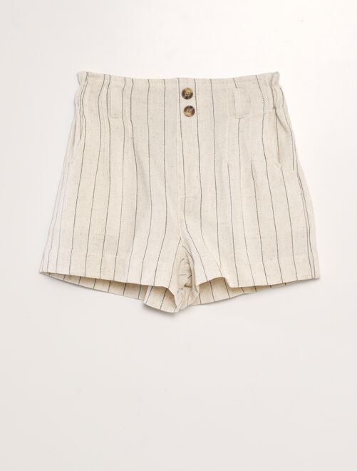 Shorts in lino con stampa a righe - Kiabi