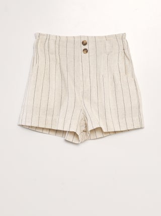 Shorts in lino con stampa a righe