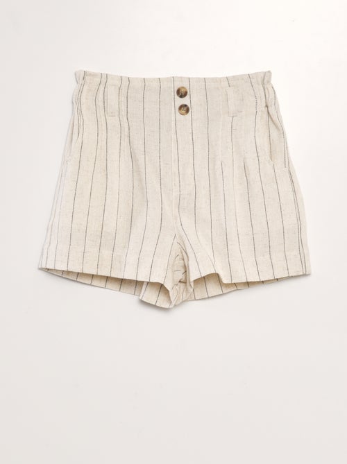 Shorts in lino con stampa a righe - Kiabi