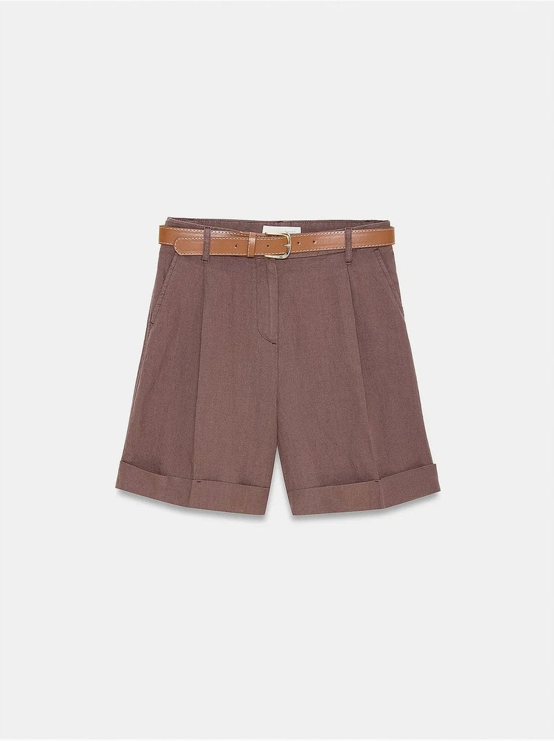 Shorts in lino dilvin Marrone cioccolato - Kiabi