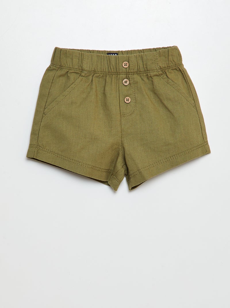 Shorts in lino verde - Kiabi