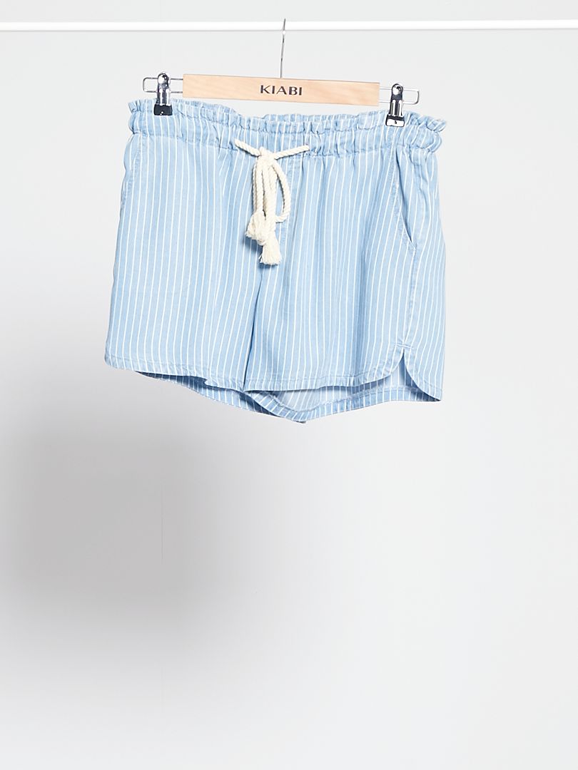 Shorts in lyocell con cintura in corda BLU - Kiabi