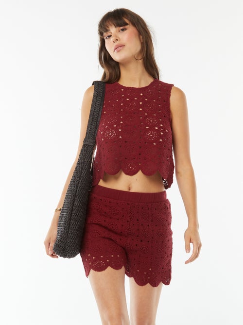 Shorts in macramé con bordo ondulato - Kiabi