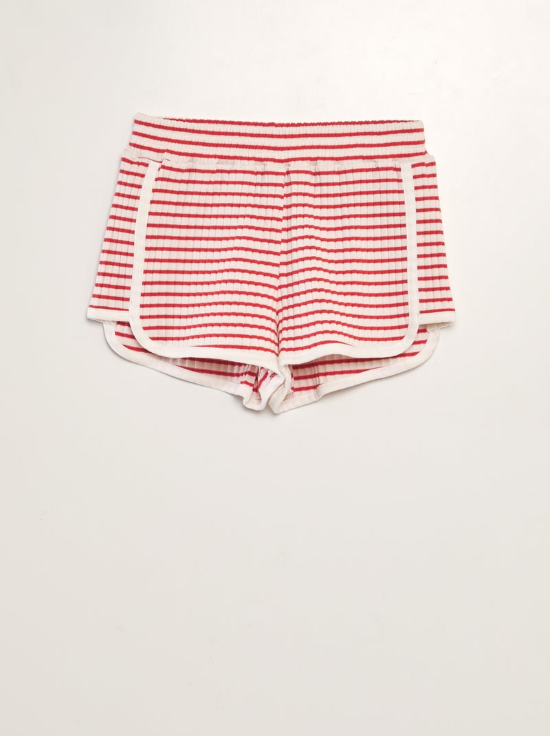 Shorts in maglia a coste a righe ROSSO - Kiabi