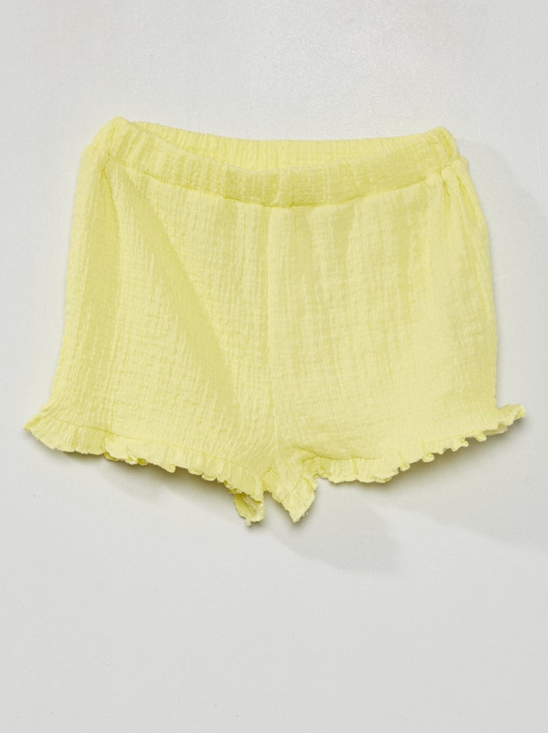 Shorts in maglia a punto smock GIALLO - Kiabi