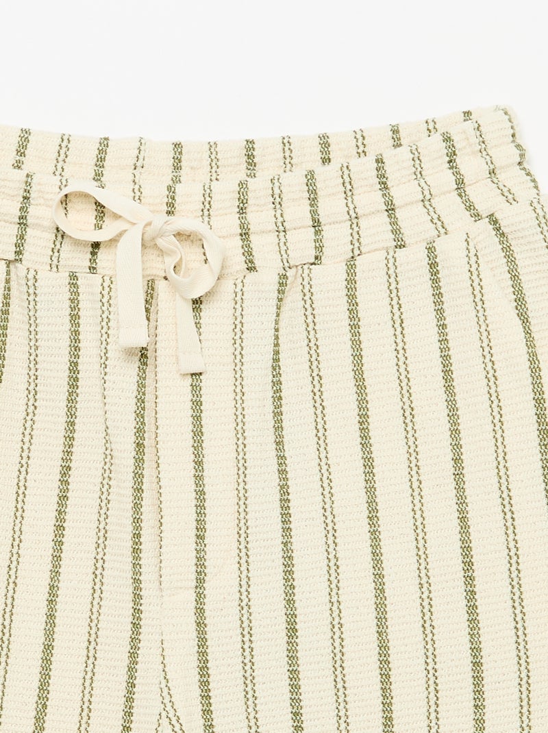 Shorts in maglia a righe Beige - Kiabi