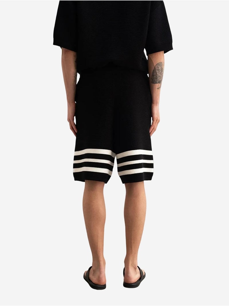 Shorts in maglia a righe con coulisse in vita giesto Nero - Kiabi