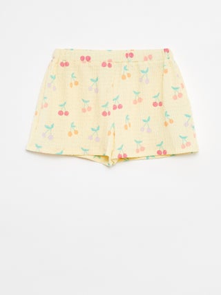 Shorts in maglia goffrata con motivi