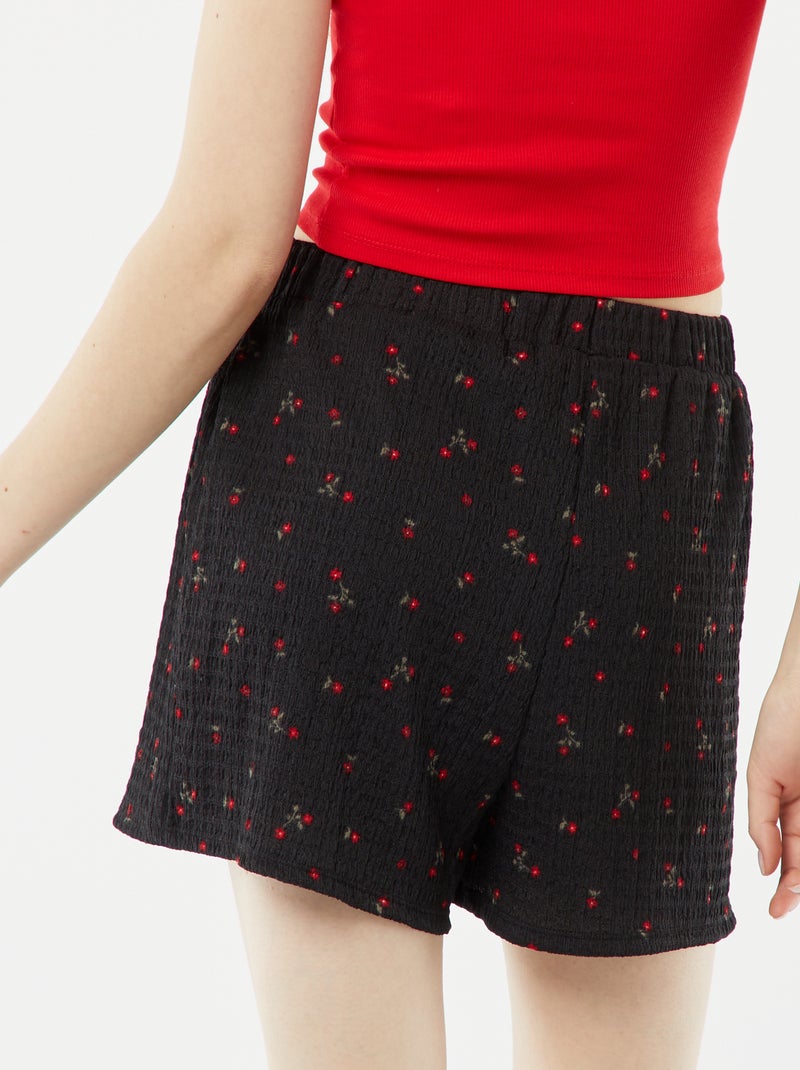 Shorts in maglia goffrata con motivo NERO - Kiabi