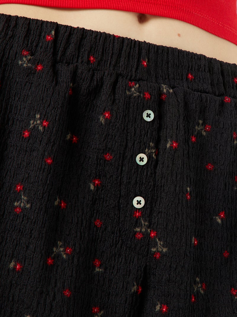 Shorts in maglia goffrata con motivo NERO - Kiabi