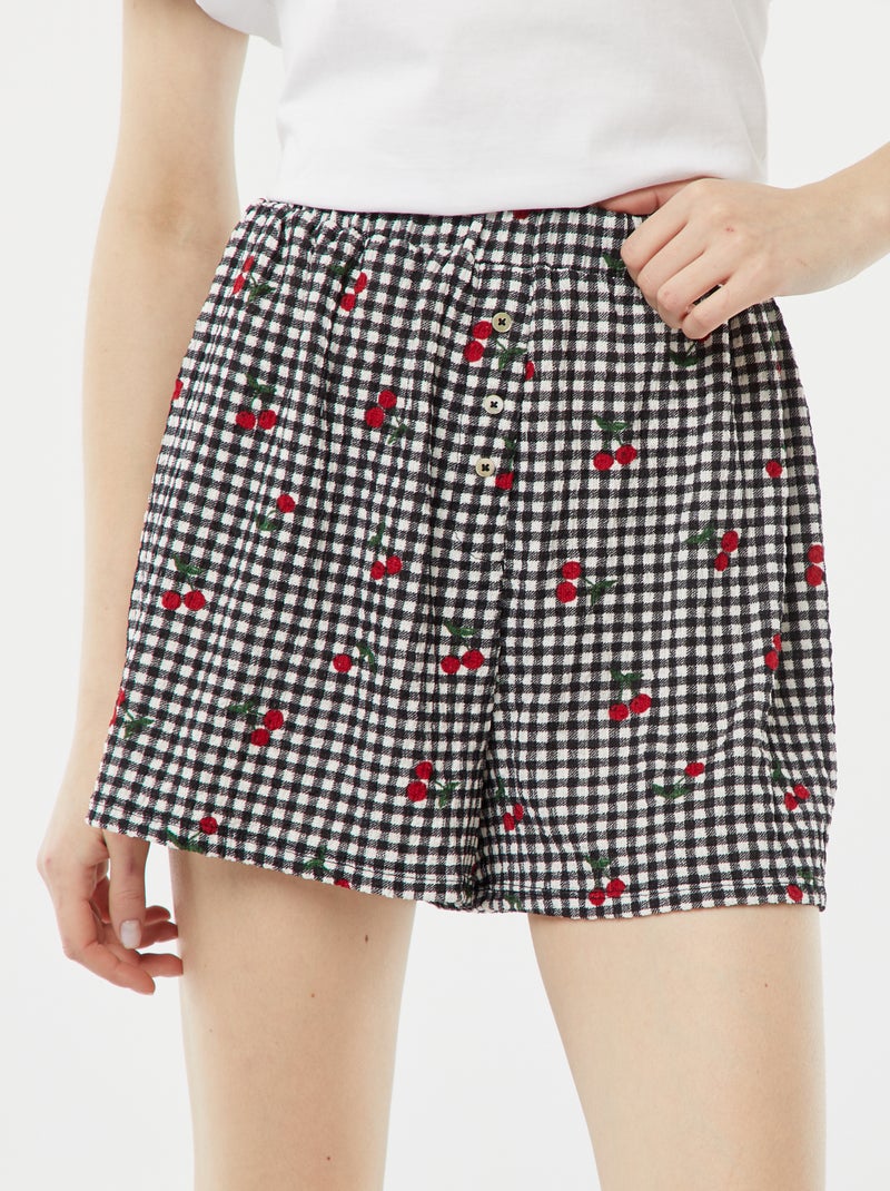 Shorts in maglia goffrata con motivo NERO - Kiabi