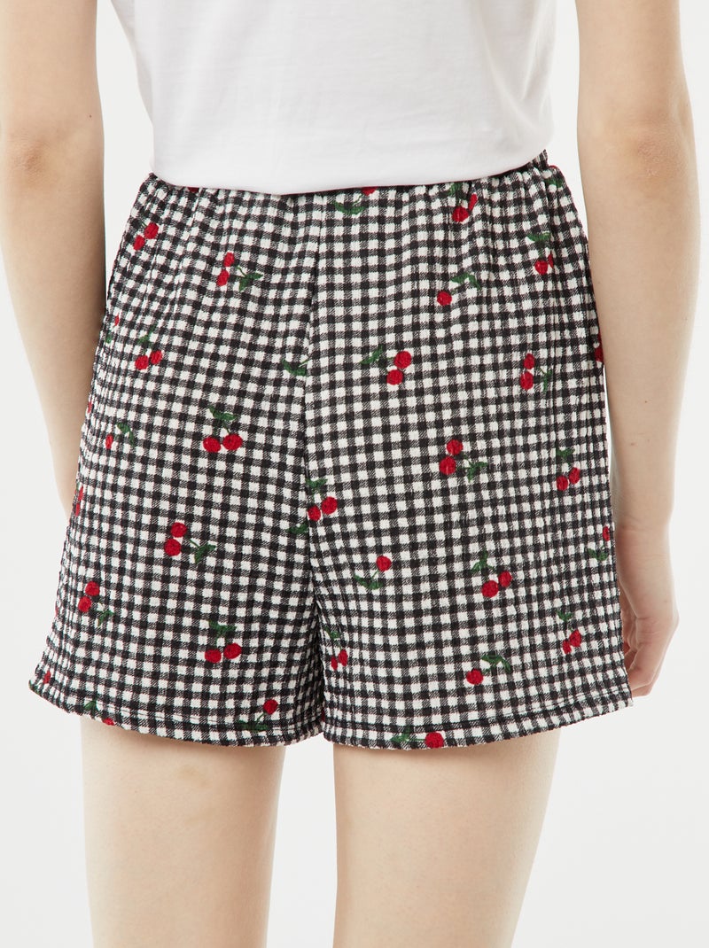 Shorts in maglia goffrata con motivo NERO - Kiabi