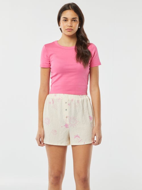 Shorts in maglia goffrata con motivo - Kiabi