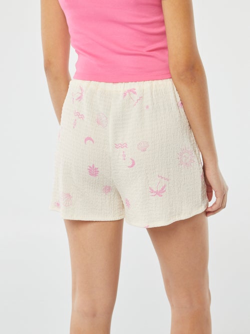 Shorts in maglia goffrata con motivo - Kiabi