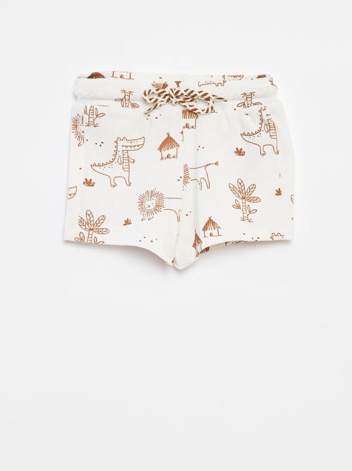 Shorts in maglia goffrata con stampa - Kiabi