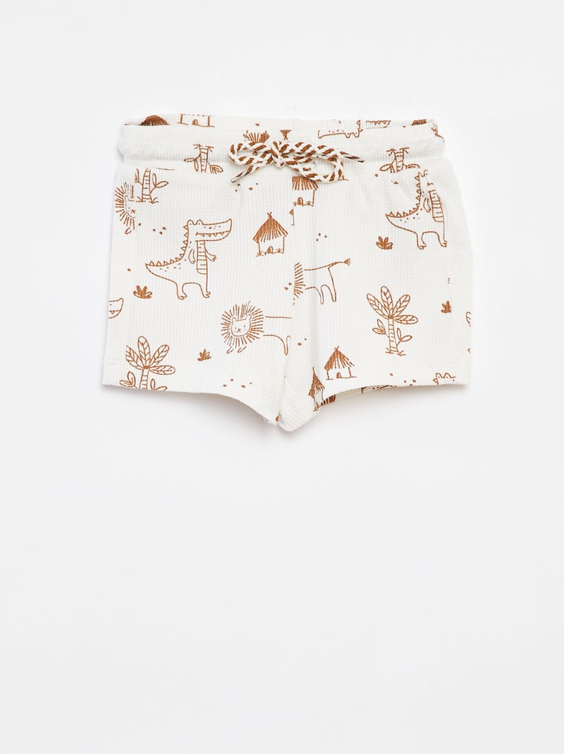 Shorts in maglia goffrata con stampa BIANCO - Kiabi