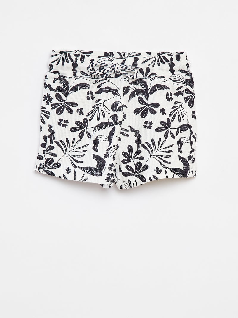 Shorts in maglia goffrata con stampa BIANCO - Kiabi