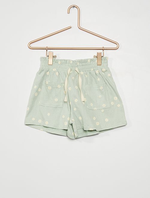 Shorts in maglia goffrata con stampa floreale - BLU - Kiabi - 8.00€