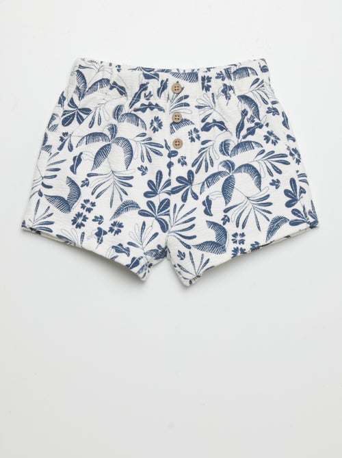 Shorts in maglia goffrata con stampa foglie - Kiabi