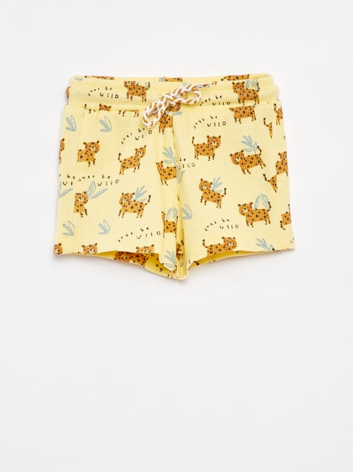 Shorts in maglia goffrata con stampa - Kiabi