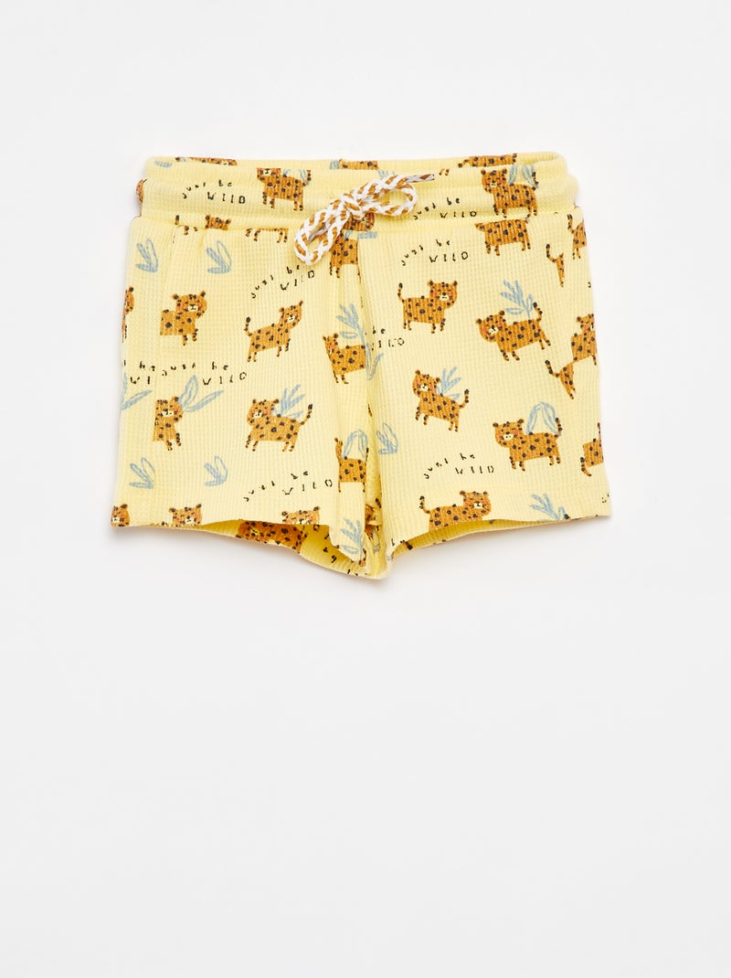 Shorts in maglia goffrata con stampa GIALLO - Kiabi
