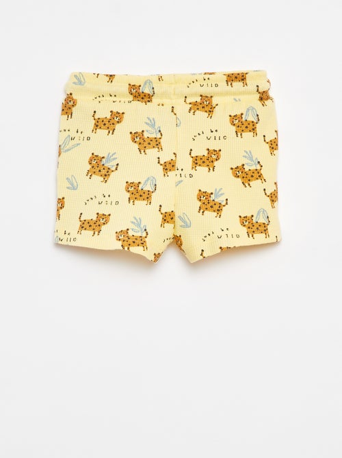 Shorts in maglia goffrata con stampa - Kiabi