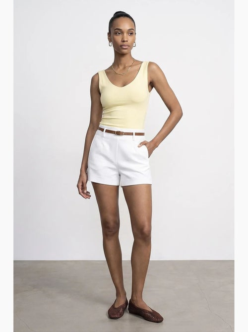 Shorts in maglia sartoriali a vita alta con cintura dilvin - Kiabi Shorts in maglia sartoriali a vita alta con cintura dilvin - Kiabi