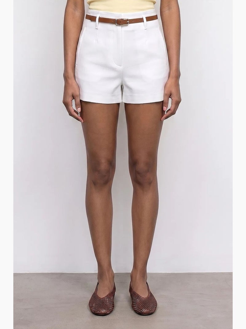 Shorts in maglia sartoriali a vita alta con cintura dilvin Bianco - Kiabi