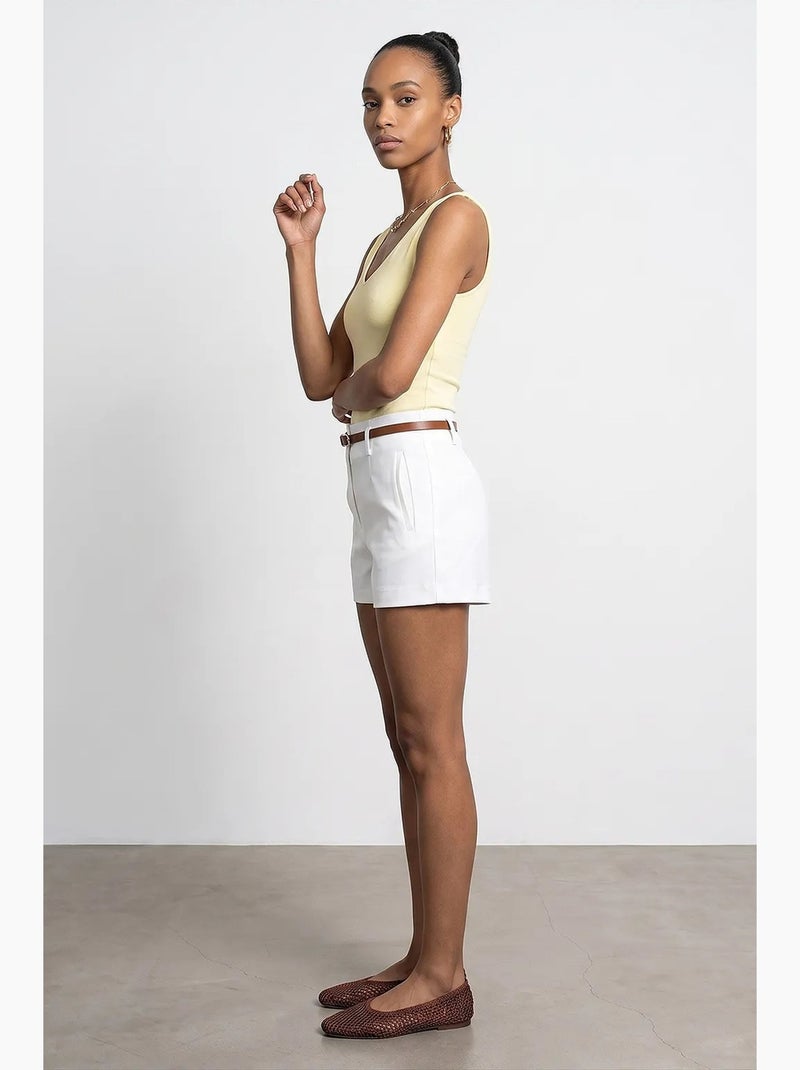 Shorts in maglia sartoriali a vita alta con cintura dilvin Bianco - Kiabi