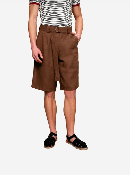 Shorts in misto lino a vita alta con cintura giesto - Kiabi