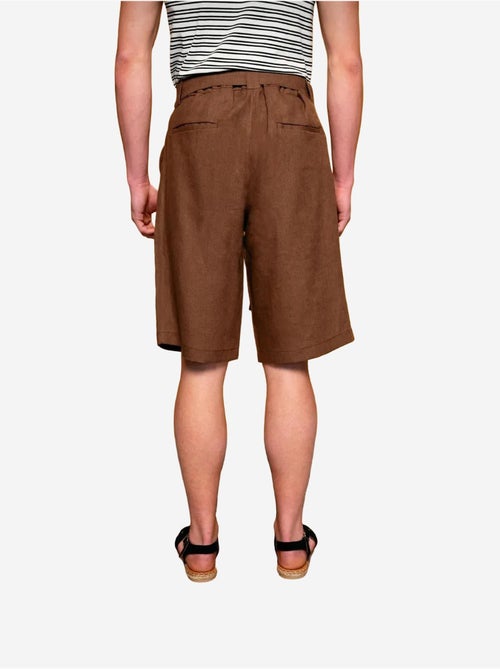 Shorts in misto lino a vita alta con cintura giesto - Kiabi