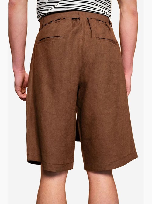 Shorts in misto lino a vita alta con cintura giesto - Kiabi