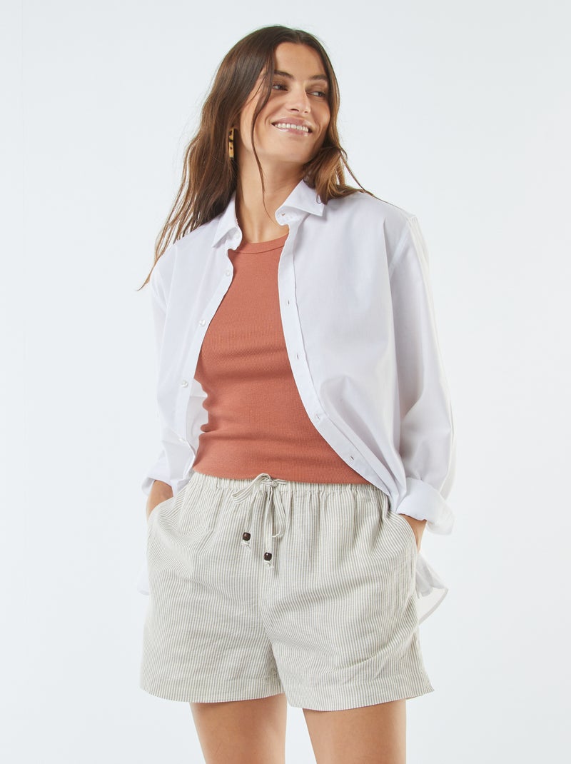 Shorts in misto lino beige - Kiabi