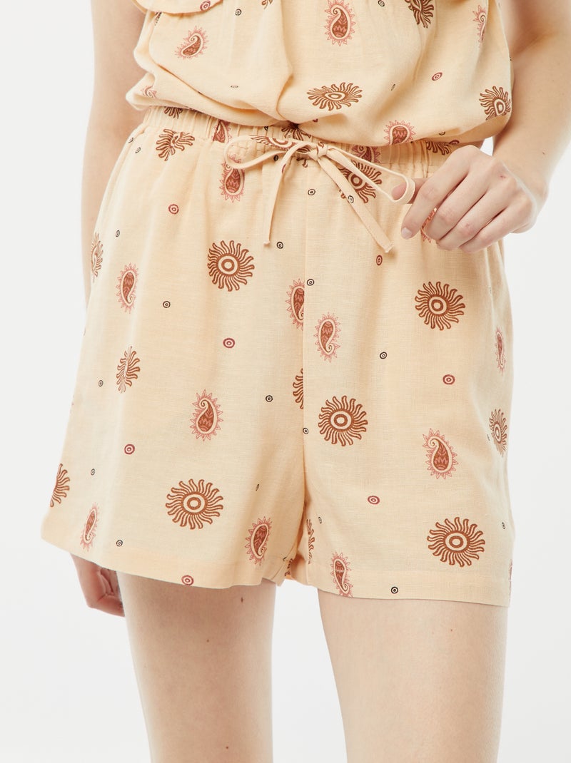 Shorts in misto lino con 2 tasche Beige - Kiabi