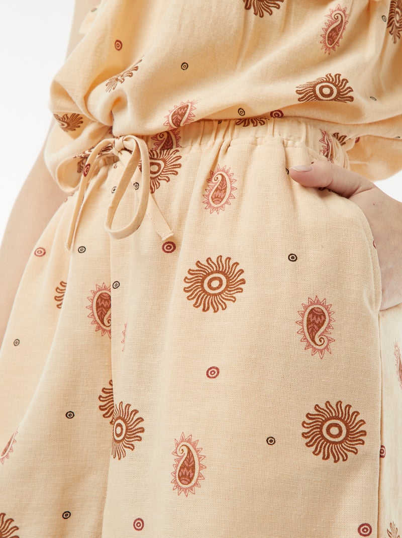 Shorts in misto lino con 2 tasche Beige - Kiabi