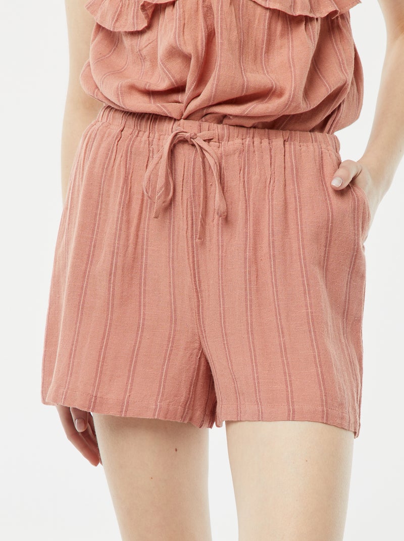 Shorts in misto lino con 2 tasche Rosa - Kiabi