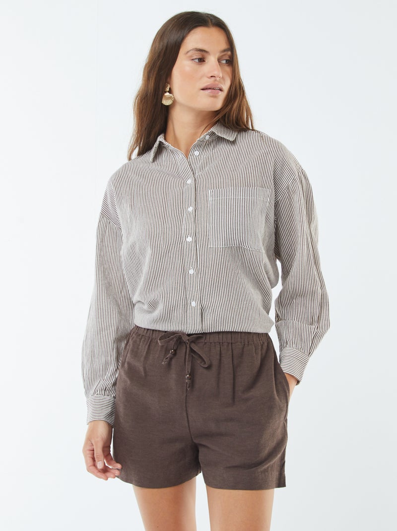 Shorts in misto lino marrone - Kiabi