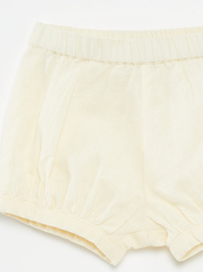 Shorts in misto lino tinta unita beige - Kiabi