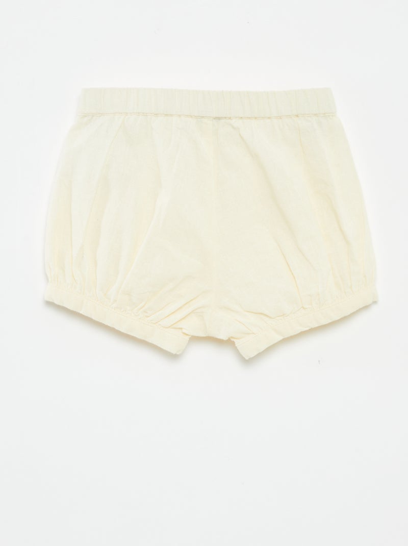 Shorts in misto lino tinta unita beige - Kiabi