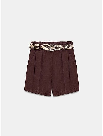 Shorts in popeline a vita alta e gamba ampia con cintura dilvin