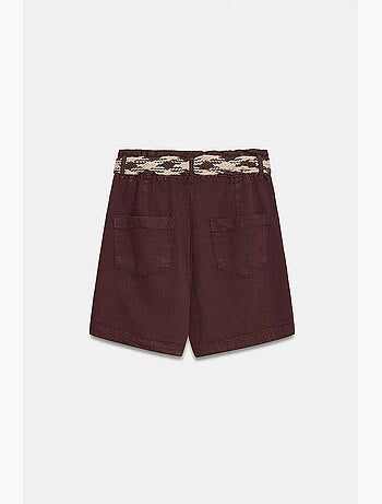 Shorts in popeline a vita alta e gamba ampia con cintura dilvin