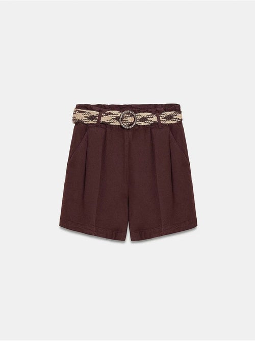 Shorts in popeline a vita alta e gamba ampia con cintura dilvin - Kiabi Shorts in popeline a vita alta e gamba ampia con cintura dilvin - Kiabi