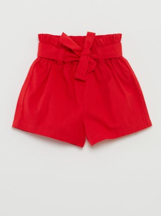 Shorts in popeline con cintura